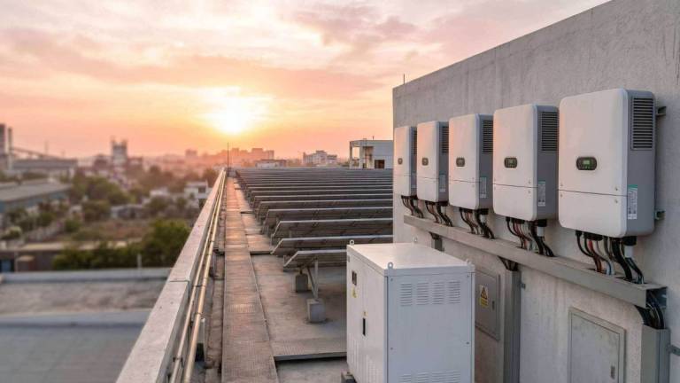 Hybrid inverters and battery storage on a commercial and industrial rooftop in India